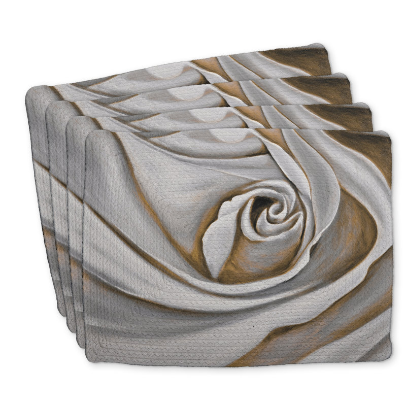 Ensemble de 4 napperons en polyester tressé White Rose