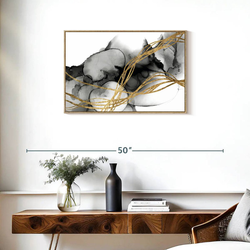 Matrice ondulée II, Cadre flottant en bois naturel, 31 po x 21 po