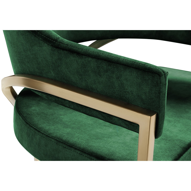 Chaise en velours Kirsi, Doré, Velours vert