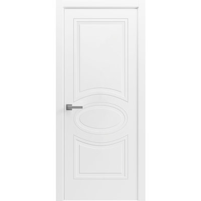 Porte de style français massif pré-montée Mela 7001, blanc mat, panneau simple, cadre avec poignée, style moderne pour salle de bain ou chambre - 91,4 cm x 213,4 cm