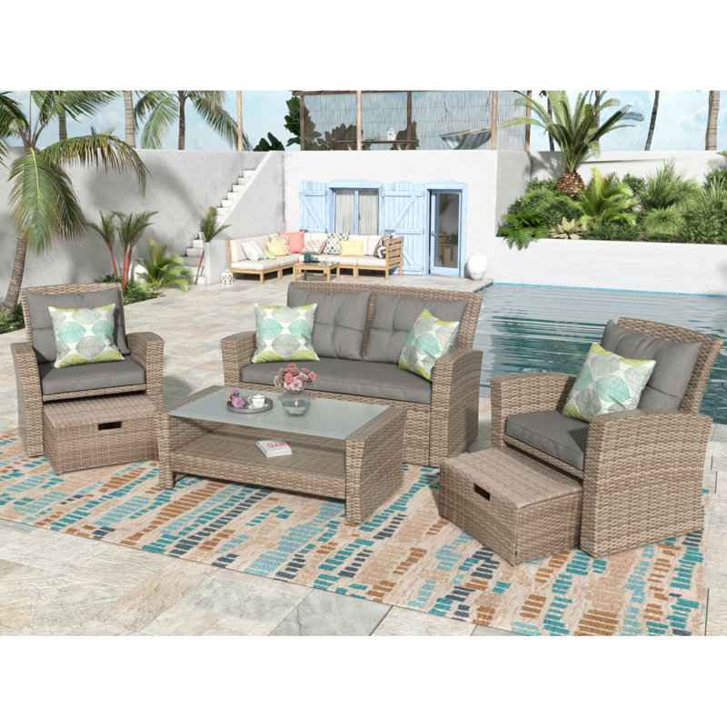 Ensemble de canapés modulaires d'extérieur en osier 4 pièces pour patio