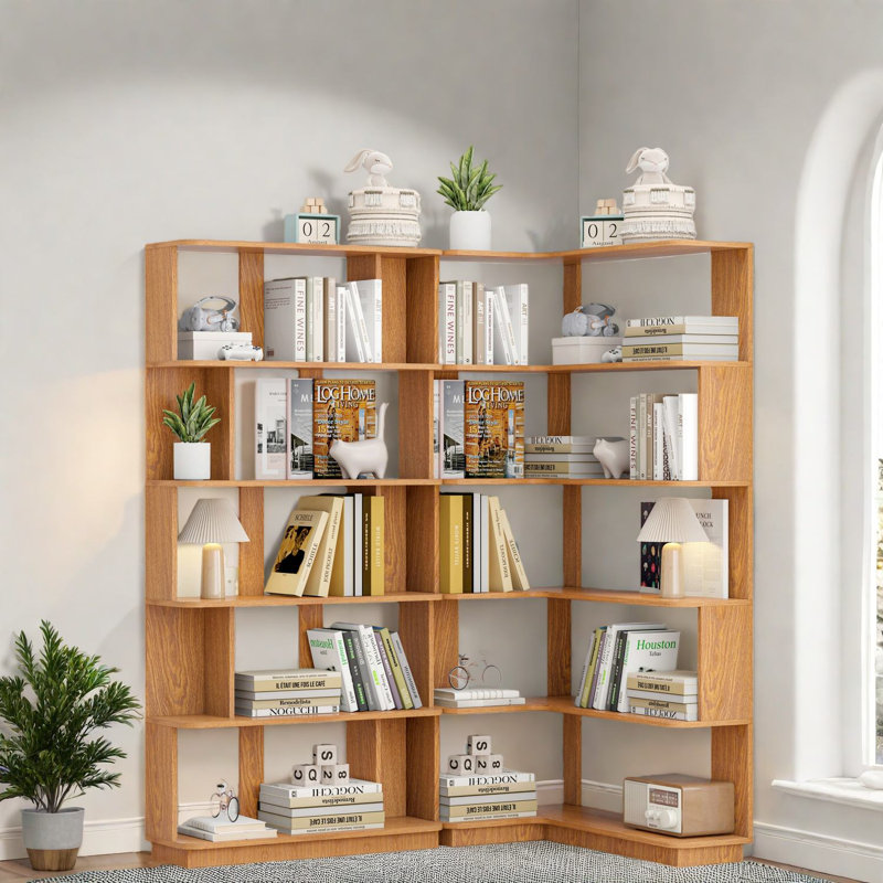Bibliothèques en MDF peu encombrantes, chêne foncé, réglables pour un usage domestique