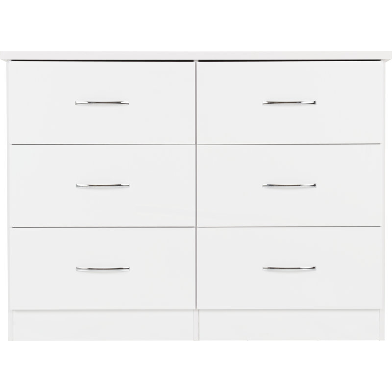 Kosie 6 Drawer Chest, White Gloss