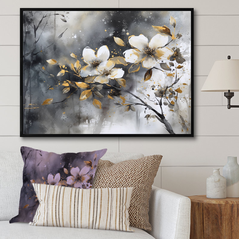 Ruckmani Daisy Tranquility sur impression sur toile, H 30 po x l 40 po x P 1,5 po, Cadre flottant noir