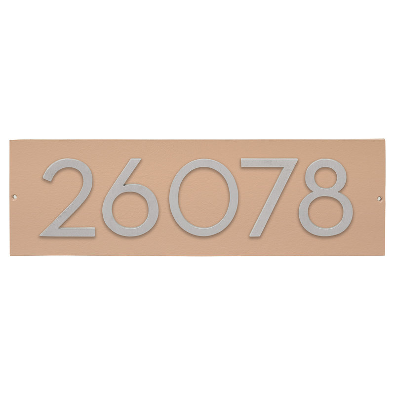 Plaque d'adresse horizontale flottante 4 po (5 chiffres), Taupe, Aluminium brossé, Oui