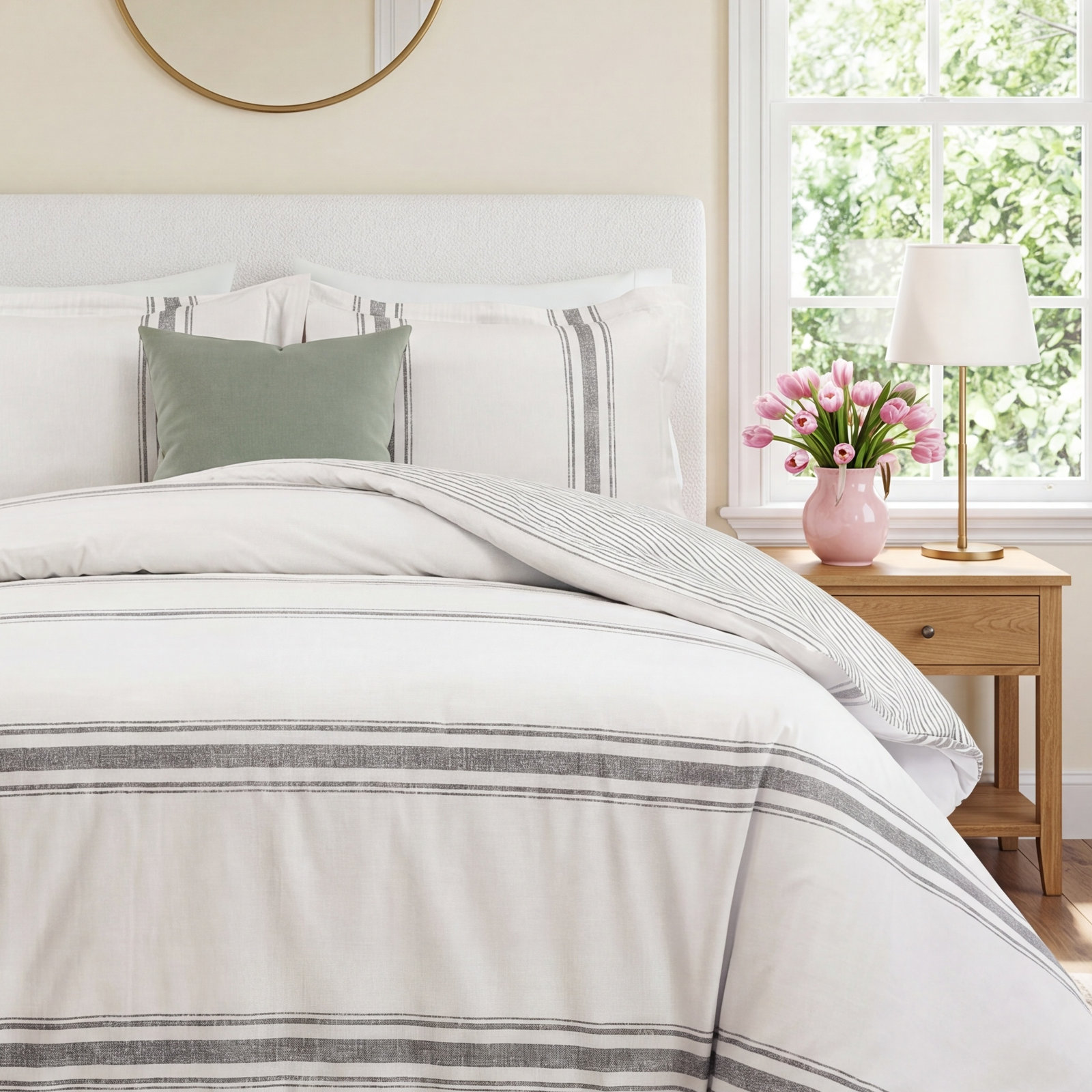 Gilroy Cotton Comforter Set, Full/Queen Comforter + 2 Shams, Gray