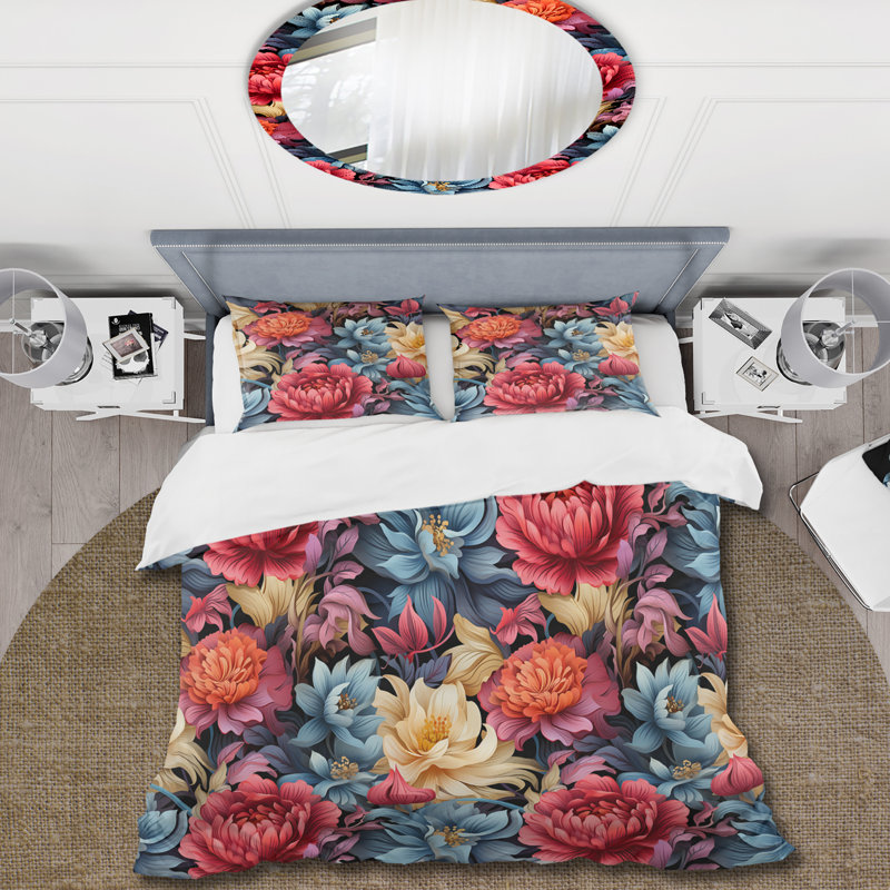 Ensemble de housse de couette Fleurs Boho Damask Dreams I - Floral, Housse de couette simple + 1 taie décorative stan