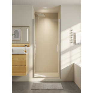 34-35.4" W x 72" H Pivot Frameless Shower Door with 1/4" (6mm) Clear Tempered Glass