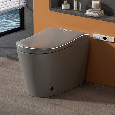 Toilette bidet intelligente sans réservoir avec ouverture / fermeture automatique et chasse automatique, économiseur d'eau 1,28 GPF, siège chauffant, eau chaude instantanée, sécheuse à air chaud, hauteur confort ADA, affichage à DEL et veilleuse