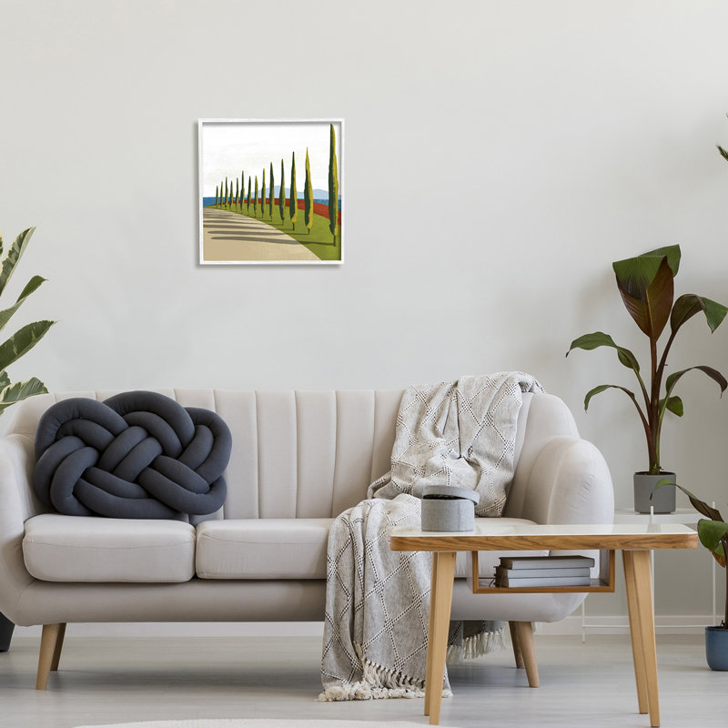 Cyprès de Toscane, jardin de fantaisie italien sur cour surdimensionné encadré noir, art texturé par cadre arctique