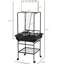 Dark Gray Bird Play Stand With - Stainless Steel Feed Bowls, Pull-Out Tray, Hanger, For Parrot Comfort Wheels & Perches, Amusing Hanger