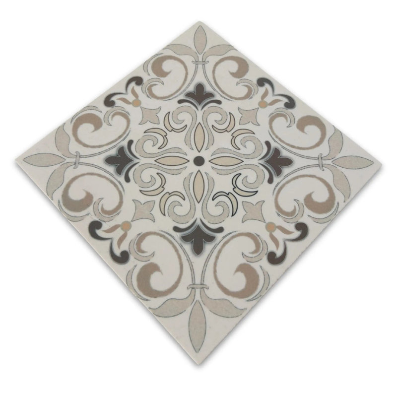 Carrelage gravé au laser taupe 6 po x 6 po Madellion