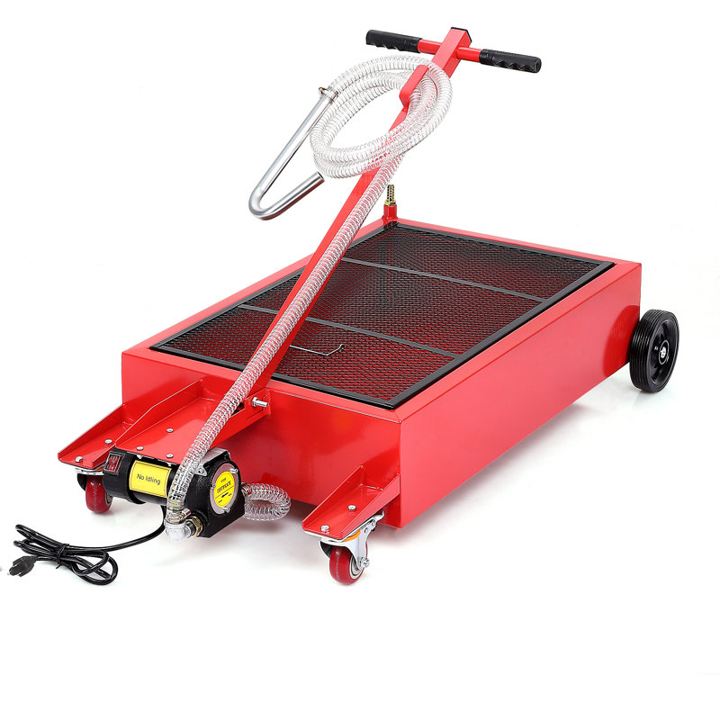 Bac de vidange d'huile électrique 20 gallons avec pompe à main et réservoir de vidange d'huile à profil bas avec tuyau de 8 pi