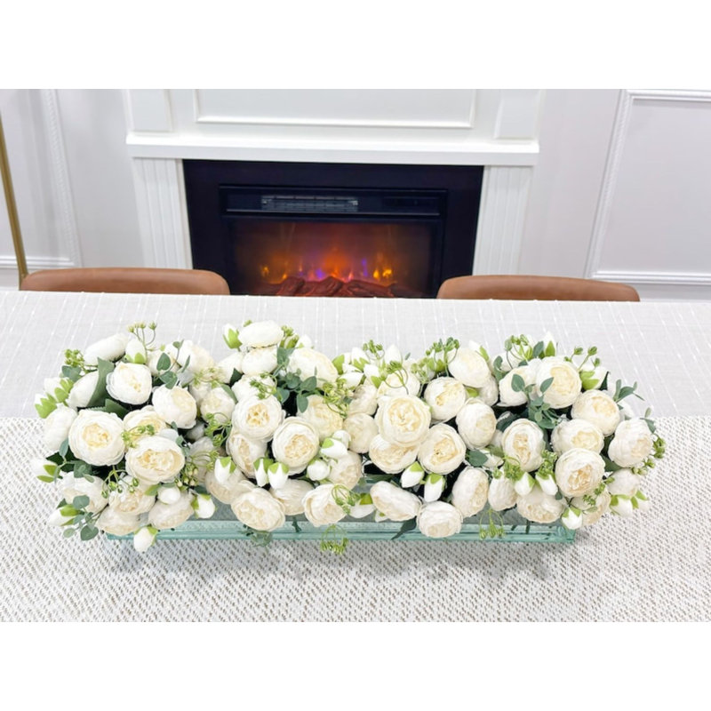 Rose Arrangement in Vase, Cream, 24