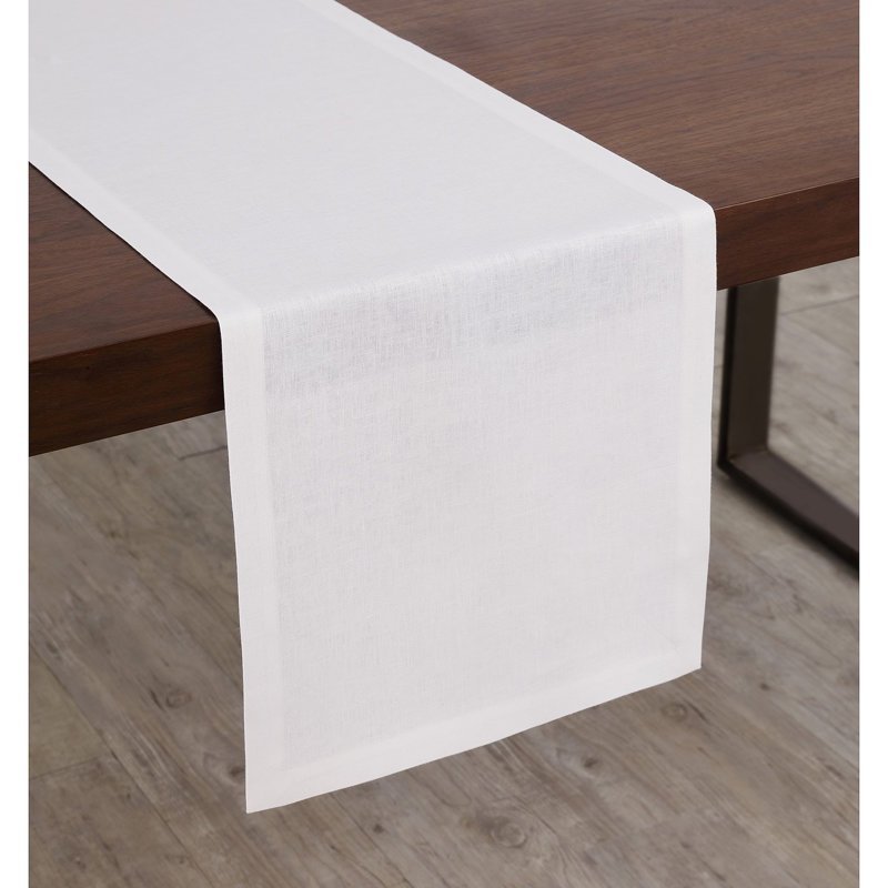Diana - 100% Pure Linen Table Runner, 48" x 14", White