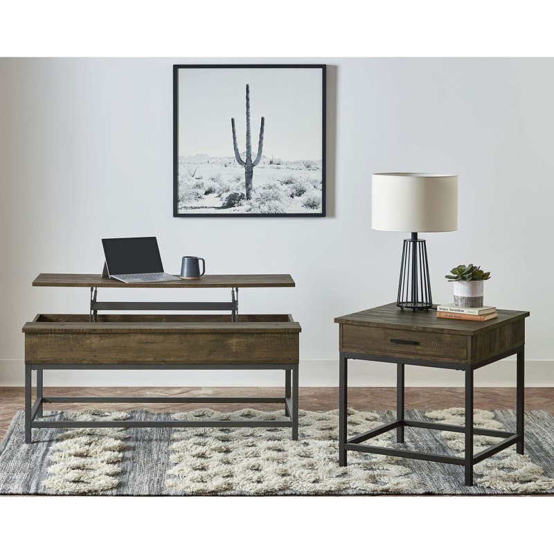 Ensemble de table basse et de bout relevable avec rangement fonctionnel
