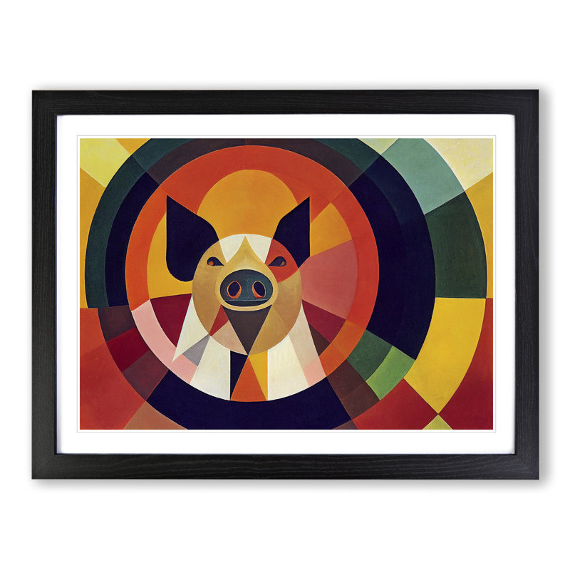 Abstract Pig - Framed Print, Black, 25cm H x 34cm W x 2cm D