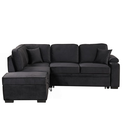 84.75" Sleeper Sofa With Storage Ottoman For Living Room