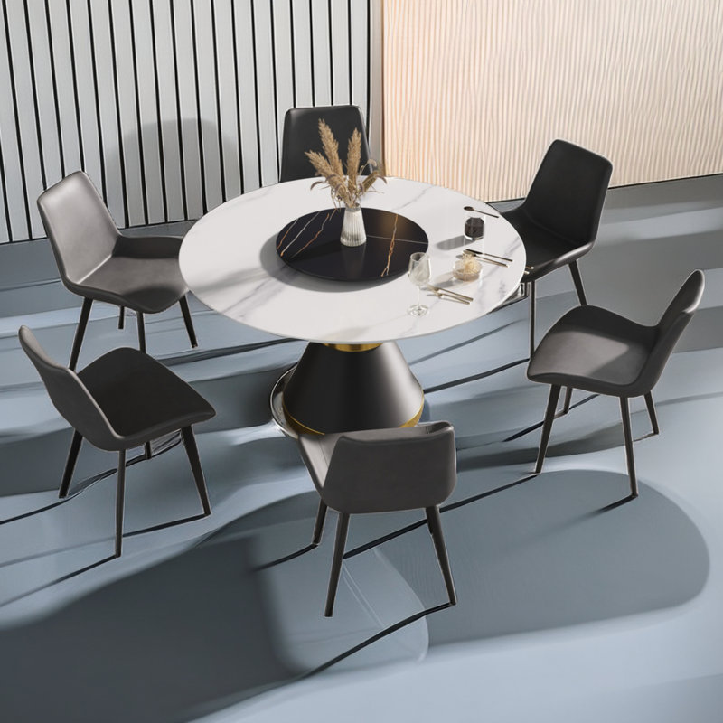 Table de salle à manger Ryding, H 29,5 po x L 53 po x l 53 po, Blanc/Noir