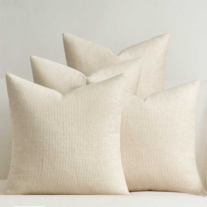 Throw Pillow Covers Soft Decorative Chenille Pillow Covers Cushion Covers , Square 18", Off white
