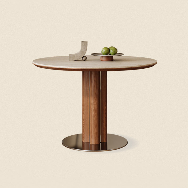 Table de salle à manger blanche et noyer, H 29,53 po x L 43,31 po x l 43,31 po