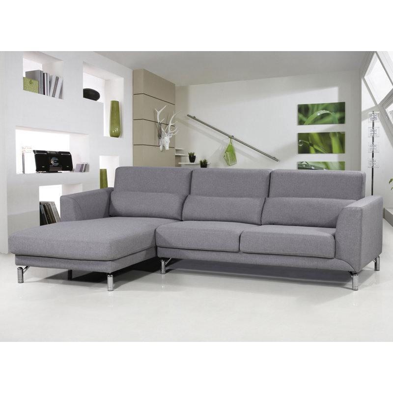 Canapé et chaise longue Robertson, 100 % lin gris, Orienté à gauche (vu de face)