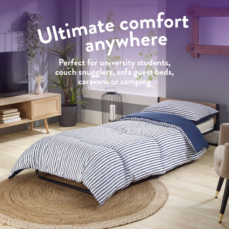 Coverless Coverlet Comforter Duvet 10.5 Tog Matching Pillowcases, Kingsize, Navy Stripe