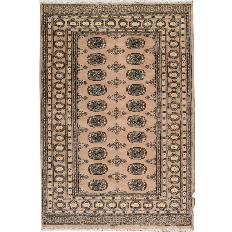 Tapis beige et rose noué à la main de haute qualité