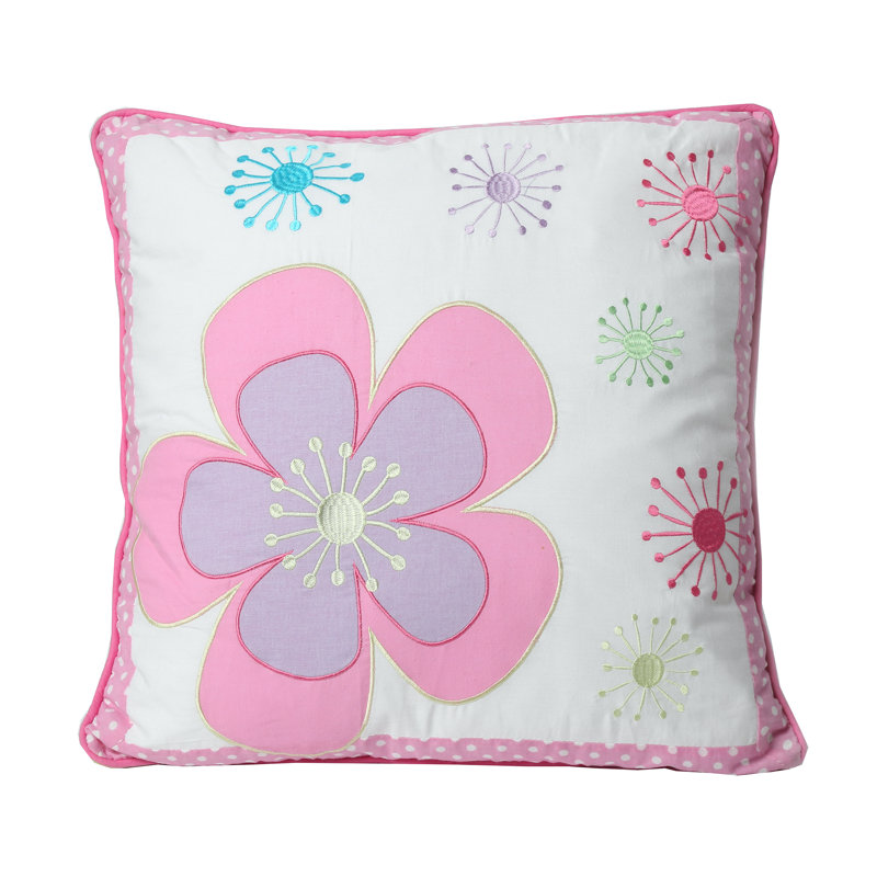 Pink Floral Cotton Reversible Twin Quilt Set with Decorative Pillows