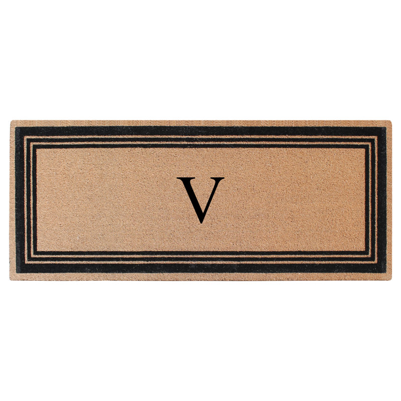 Monogrammed Triple Classic Border Natural Coir Door Mat with PVC Backing – Heavy-Duty, Anti-Shed & Easy to Clean, 57" x 24"