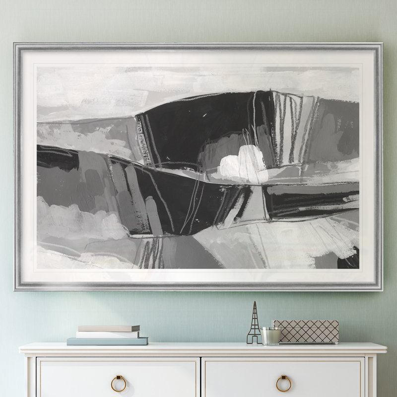 «Neutral Landscape Sketch I», reproduction sur toile, H 26,5 po x l 36,5 po x P 1,5 po, Encadrement argenté