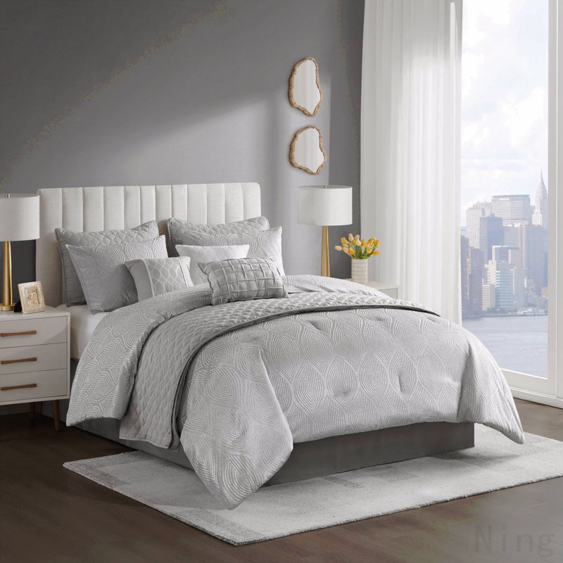 Ensemble d'édredon 10 pièces en jacquard pour grand lit, Édredon pour grand lit + 10 pièces additionnelle