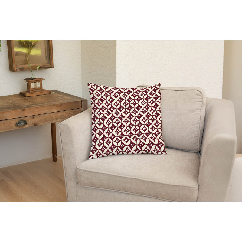 Coussin décoratif Sakura Bloom, Vin géométrique, Carré 18 po