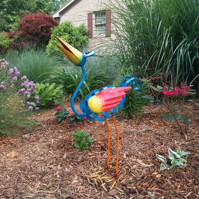 Shivin Iron Bird Garden Art, Blue