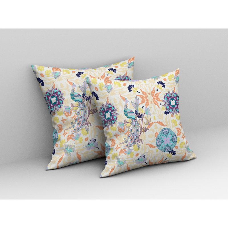 Amaretto Reversible Throw Pillow, 18"x18", Off White/Orange