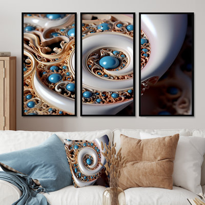 Tourbillon tourbillonnant bleu et bleu - ensemble d'art mural spirales abstraites