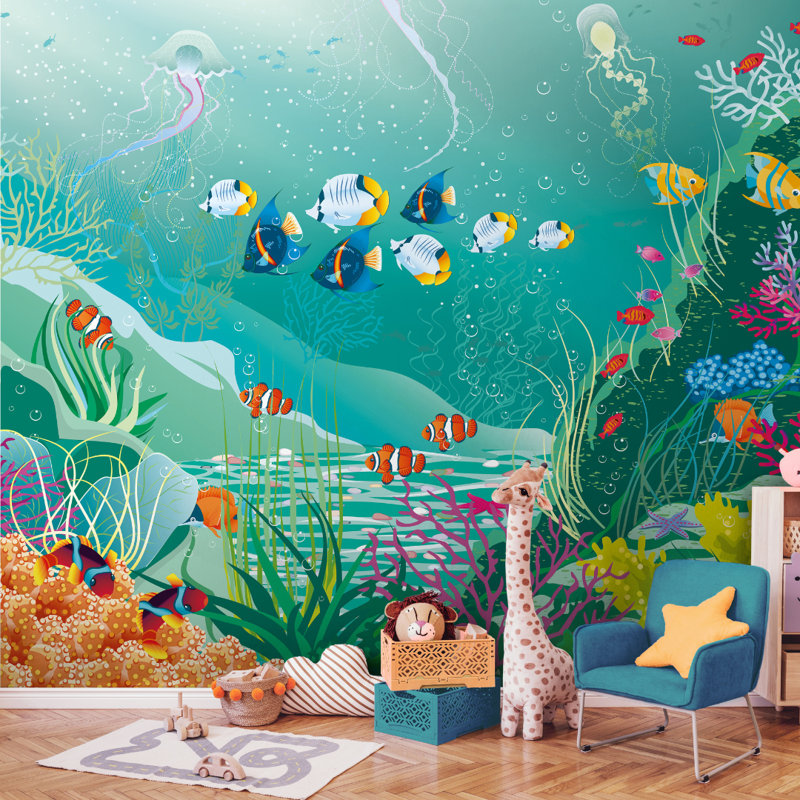 Under The Sea Adventure - Wall Mural, 280cm L x 350cm W, Green