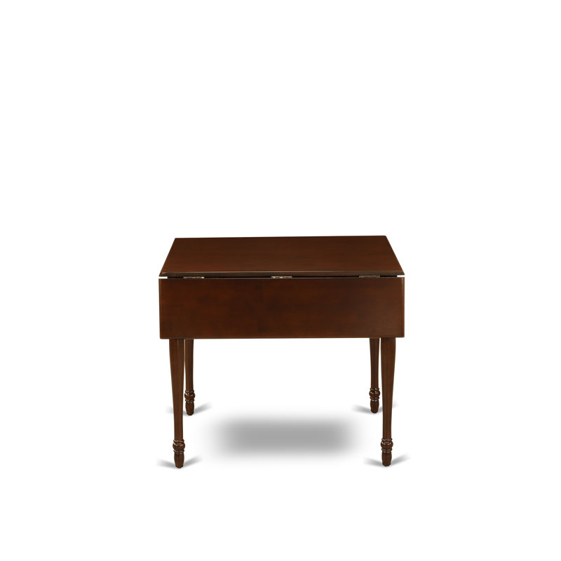 5 Piece Dinette Set for 4 Includes a Rectangle Dining Table with Dropleaf and 4 Linen Fabric Upholstered Dining Chairs, Mahogany