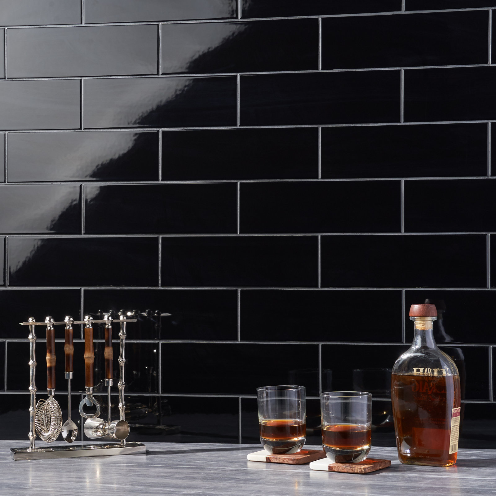 Remington 4" x 12" Porcelain Subway Wall Tile, Black
