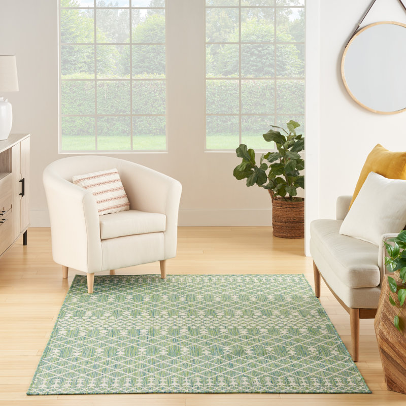 Tapis intérieur / extérieur Robbs, Rectangle 5 pi x 7 pi, Bleu et vert