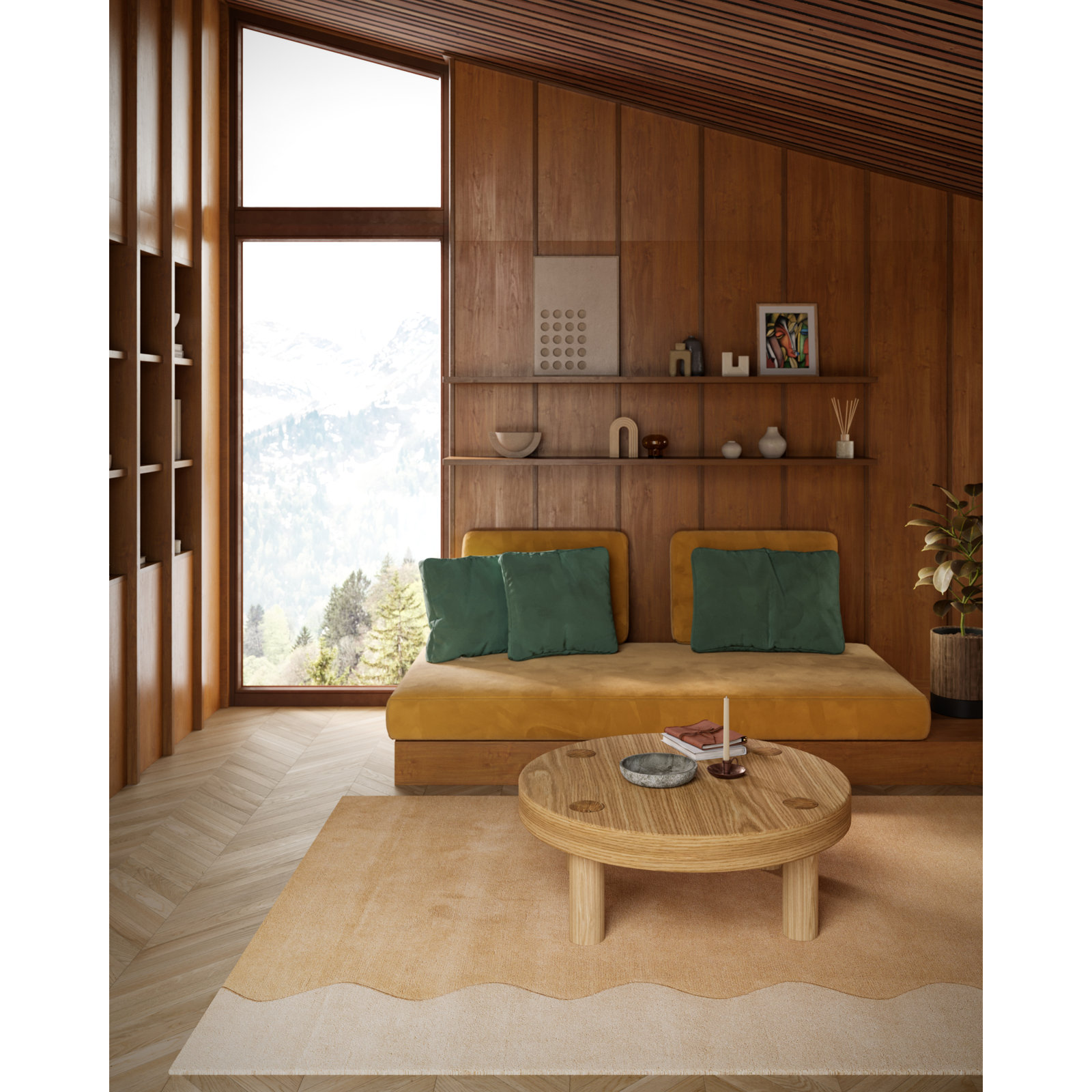Beige Hand-Tufted Geometric Wool Rug, 6' X 9'