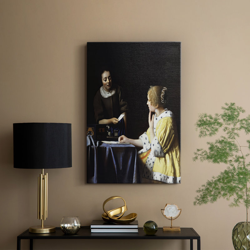 «Mistress and Maid» - Toile tendue sur châssis par Jean Vermeer, 8 x 12