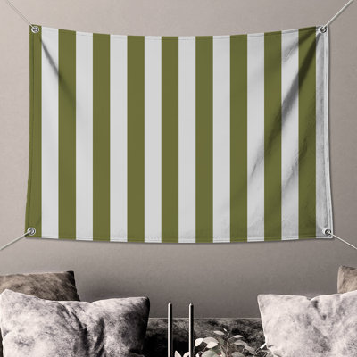 Vertical Olive Stripes Wall Tapestry - Stripes Wall Decor