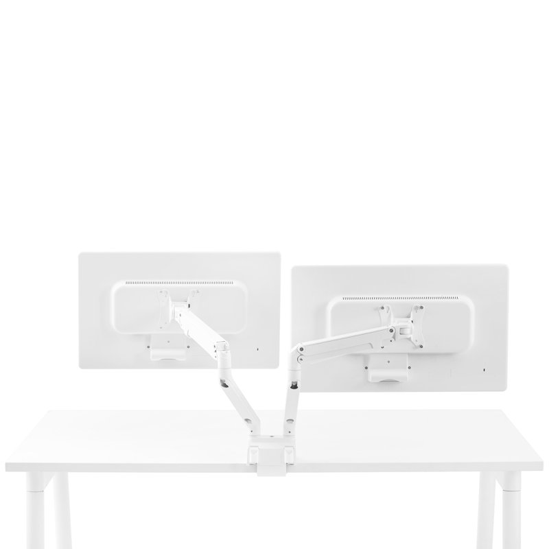 Double bras pivotant pour écran, noir, Blanc