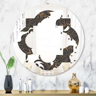 Miroir d'appoint mural quadrilobe à motif floral Batik I