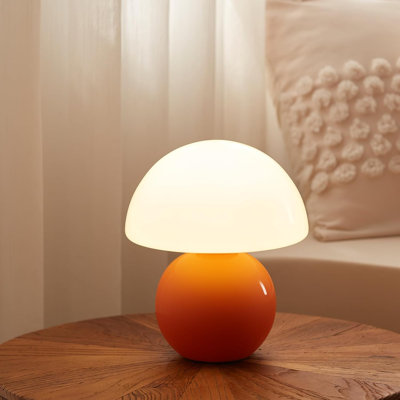 Hand-Blown Mushroom Table Lamp With Stepless Dimmable LED, Modern Mid-Century Design For Bedroom, Living Room, And Nightstand Decor