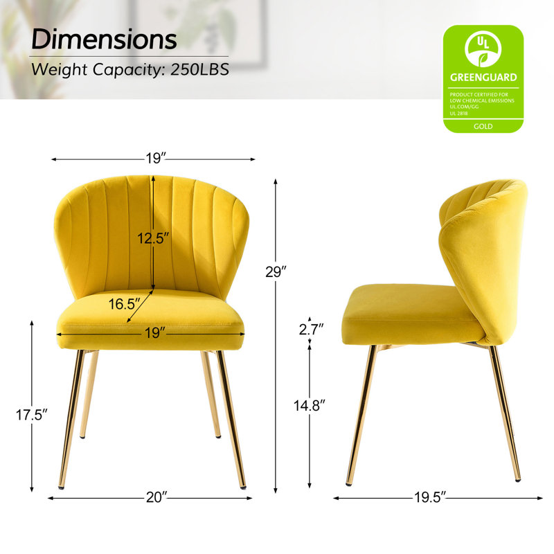 Fauteuil d'appoint moderne en velours avec dossier capitonné H 29 po Leona, Velours jaune