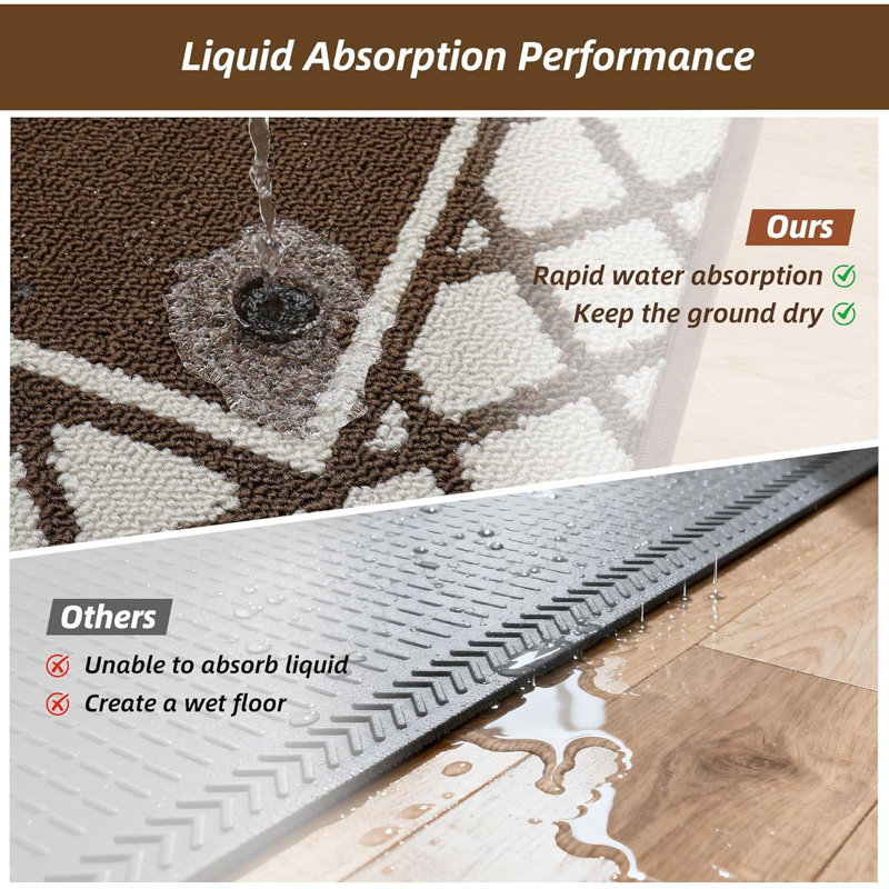 Geometric Anti-Fatigue Non-Skid Kitchen Mat, Brown
