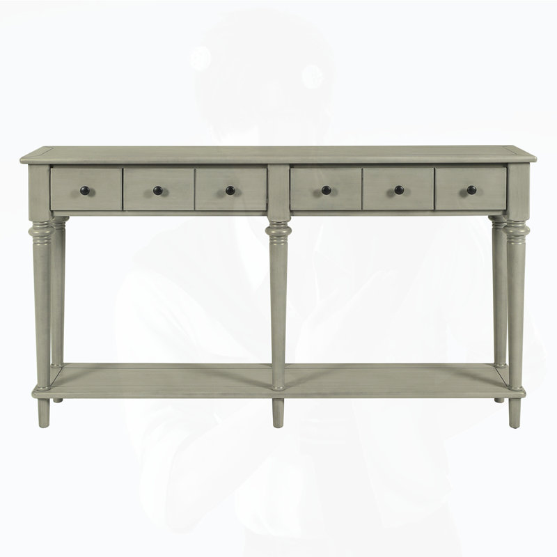 Retro Console Table with Open Shelf, Gray Wash