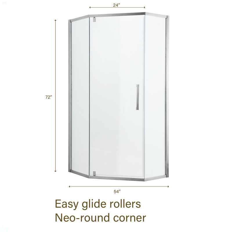 Porte de douche 34-1 / 8 "X 72" Cabine de douche semi-sans cadre à charnière